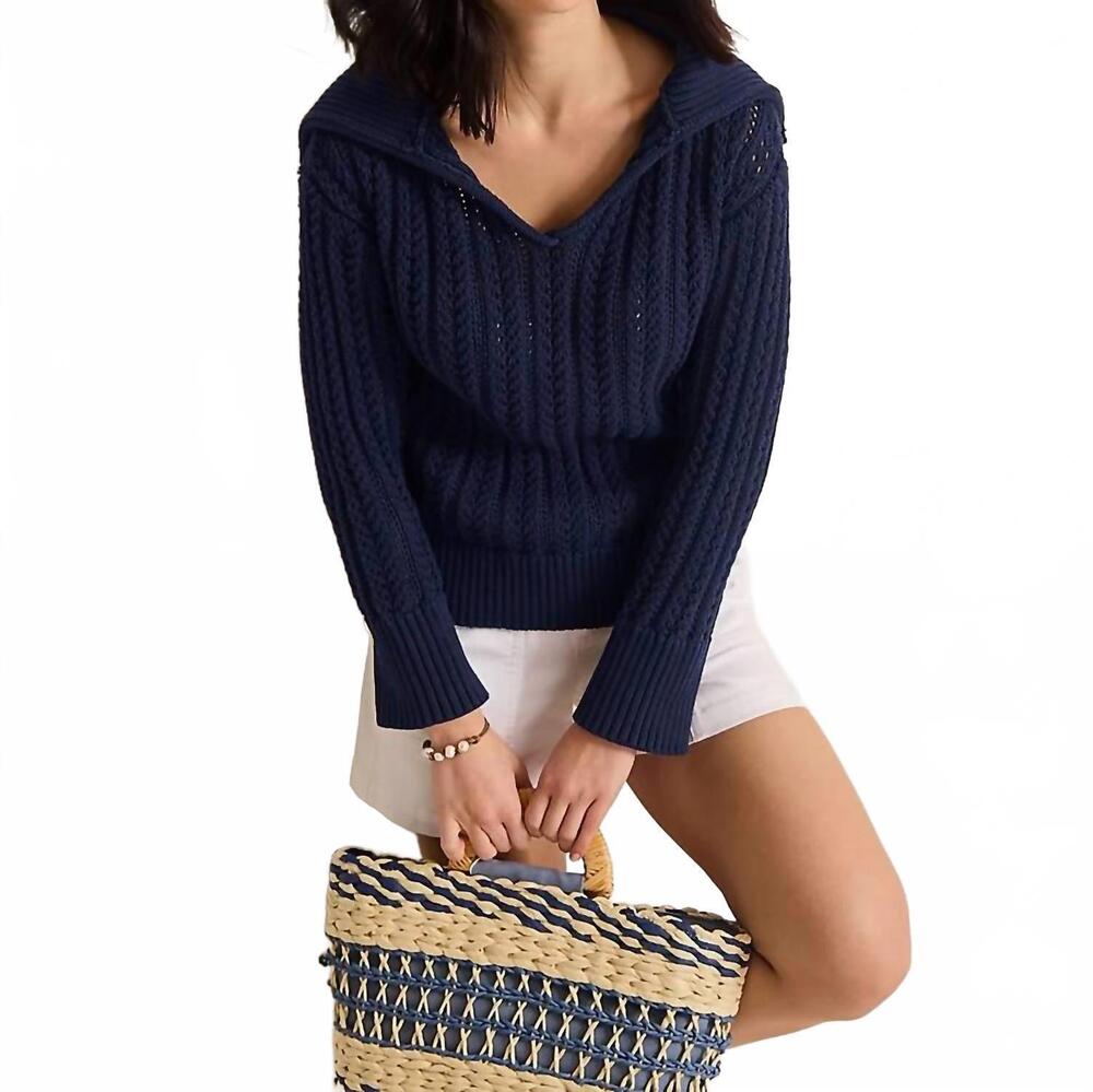 NEW TOMMY BAHAMA zoe johnny collar sweater in coastline